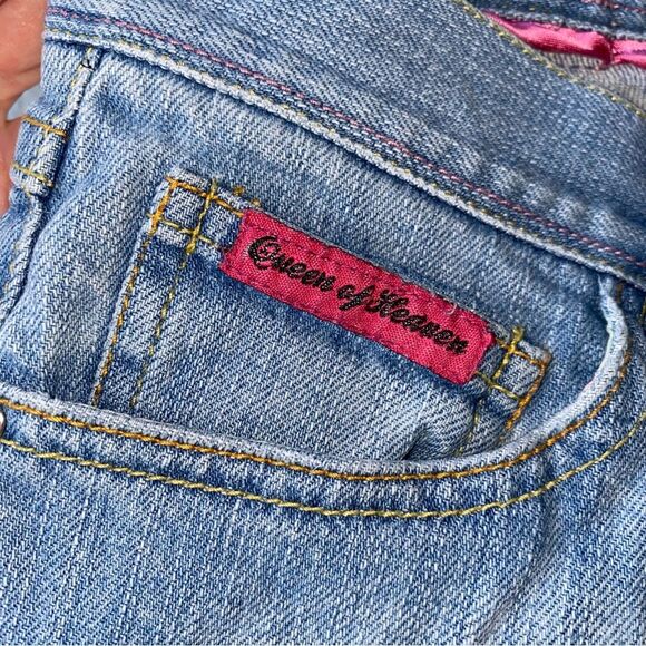 Y2K Heatherette Low Rise Flare Jeans Unicorn- Embellished Pockets Size 3 / 5 - Picture 10 of 11